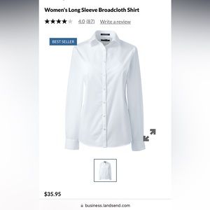 Lands’ End NEVER WORN! Collared, broadcloth, button-down shirt, white, size 4.